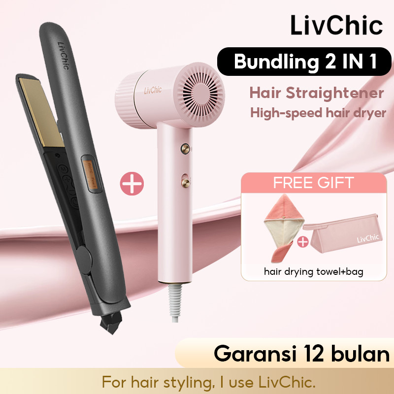 LivChic Official Bundling 2IN1 LS303 Catok Rambut + LD104HS Hair Dryer