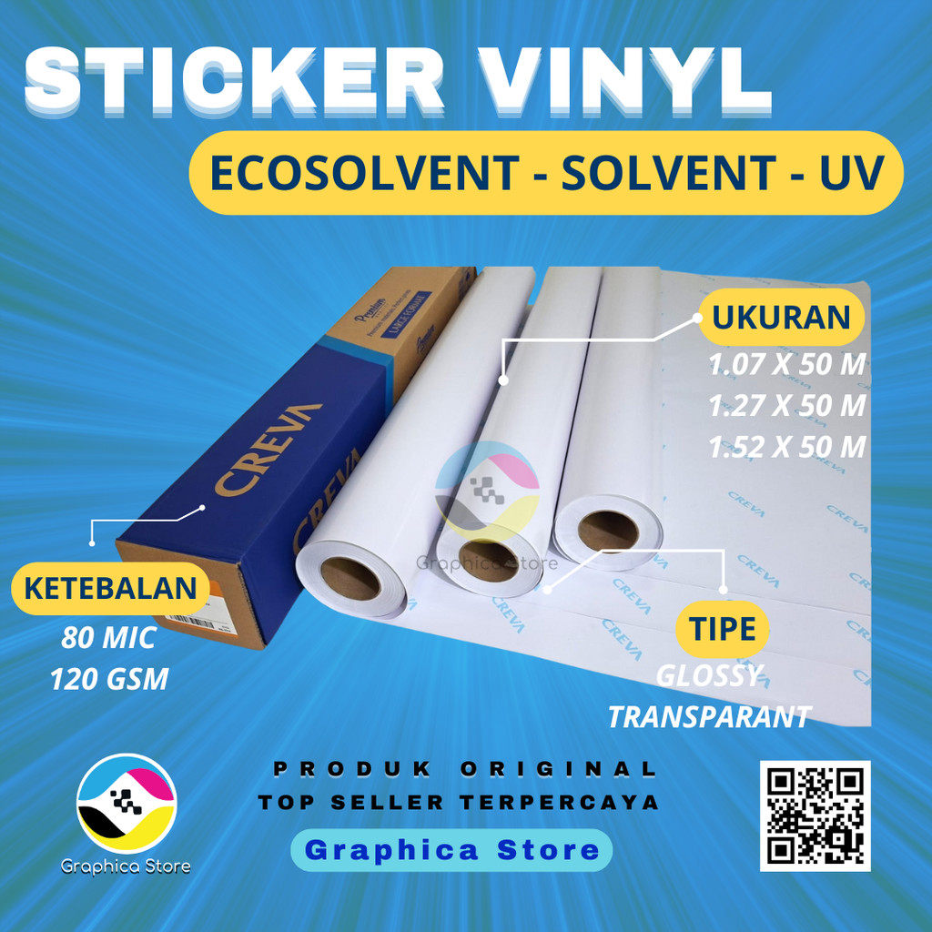 CREVA Sticker Vinyl Roll | Bahan Label Vinyl Roll | Sticker Indoor | Sticker Ecosolvent
