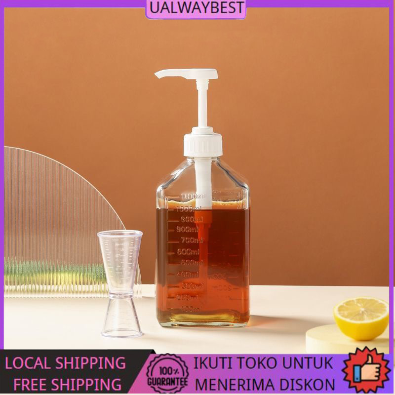 Botol Sirup Plastik 1600 ML Pompa Sirup Tempat Sirup Sugar Botol Pump Botol Sauce Pompa Sugar Botol 
