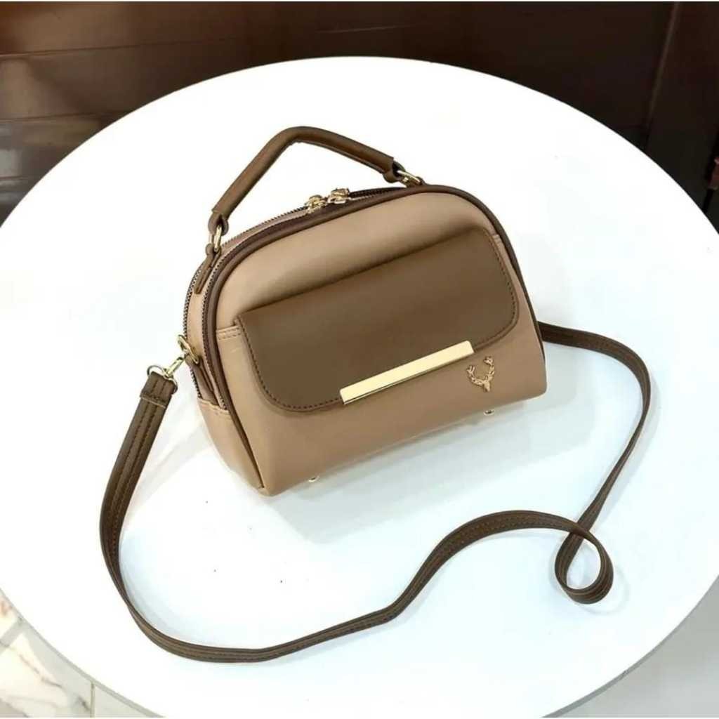 [Lunavia] Tas 2 Ruang Resleting Kulit Sintetis – Fashion Korea Stylish Muat HP & Dompet