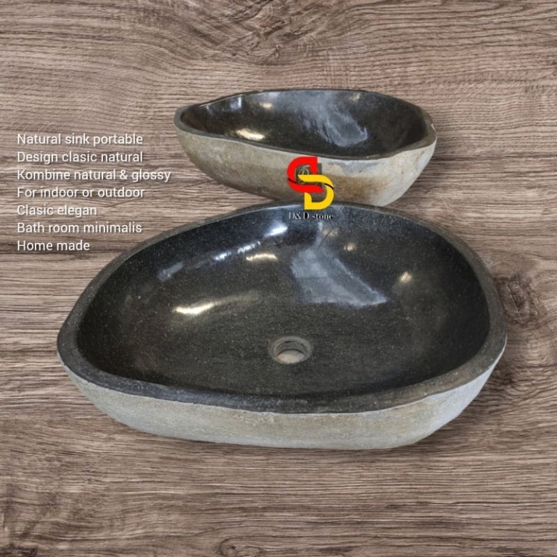 Wastafel batu kali cucitangan Diamater 40 - 50cm | Wastafel Dapur | Toilet | Wastafel Taman BatuAlam