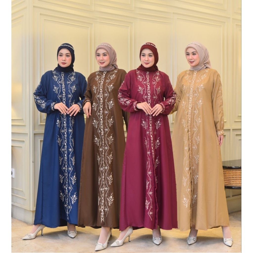 Gamis Toyobo Bordir Mewah ANNISA Jumbo Fit to XXL Ld 120 Busui Friendly - Gamis Seragam Pesta Wanita