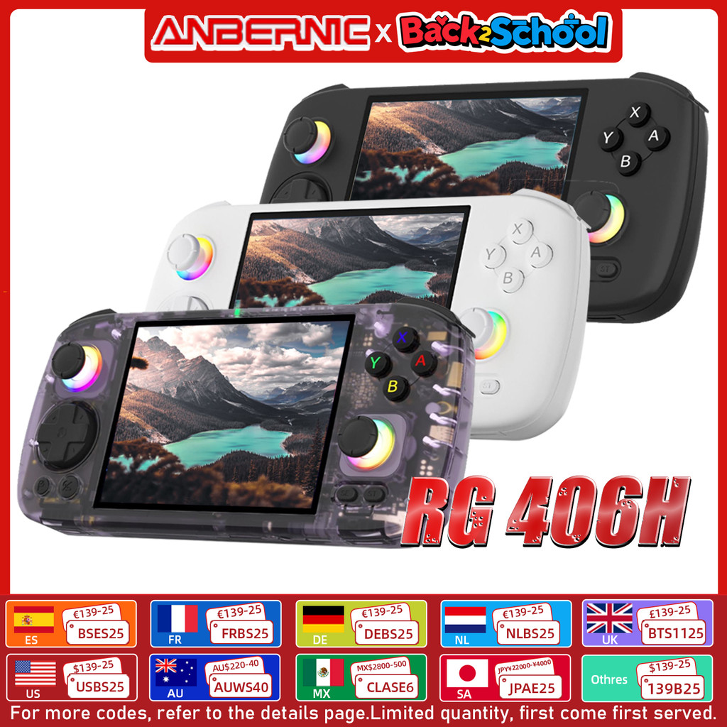 ANBERNIC RG406H Handheld Game Console 4 In IPS Multi-tou Screen Android 13 3D Hall joystick hall tri