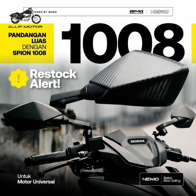 Spion Ducati Tangkai pendek Kaca Putih Vario 160 Nmax Aerox Adv Pcx Aksesoris