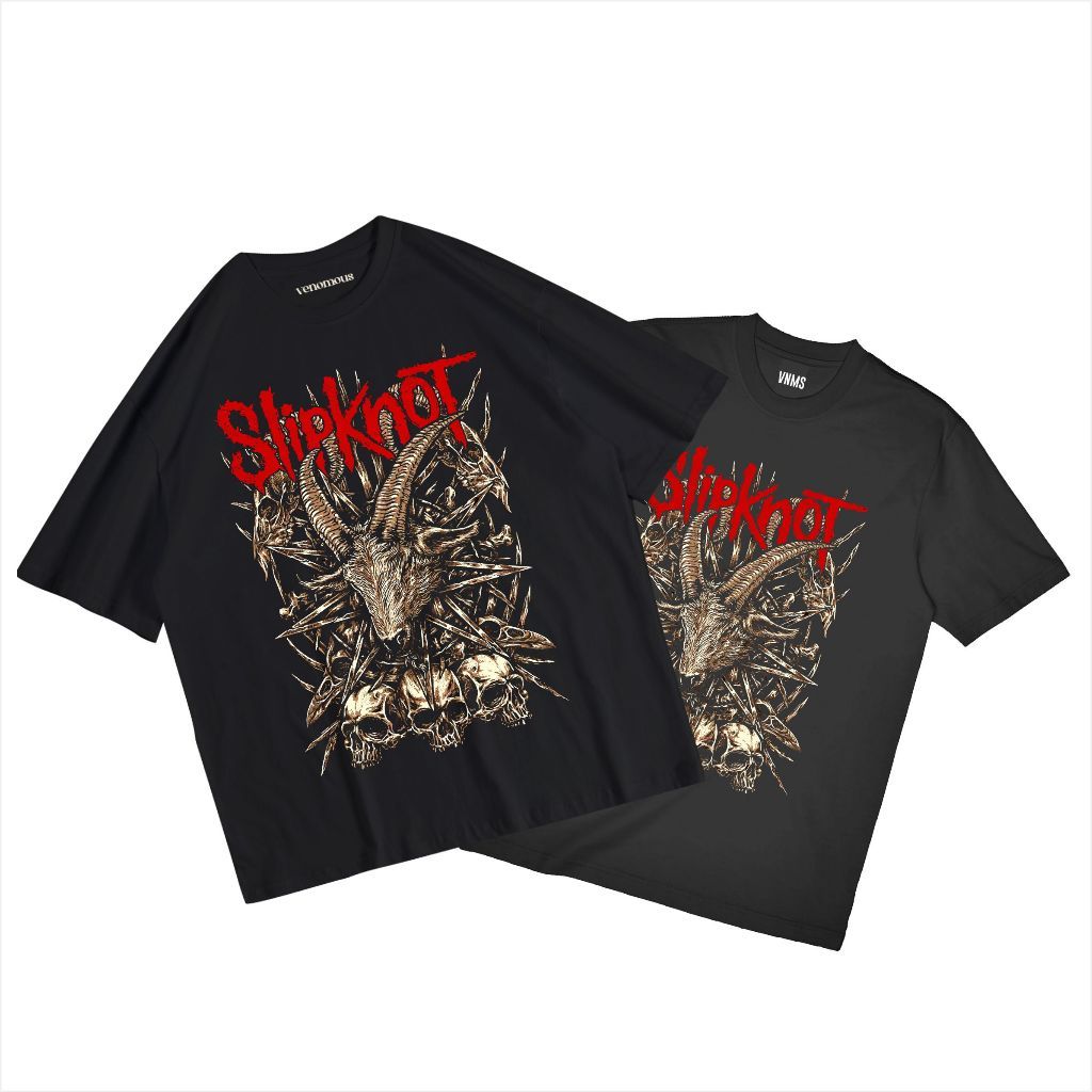 KAOS BAND SLIPKNOT BAJU OVERSIZE HITAM SOLID BASIC  - VNMS