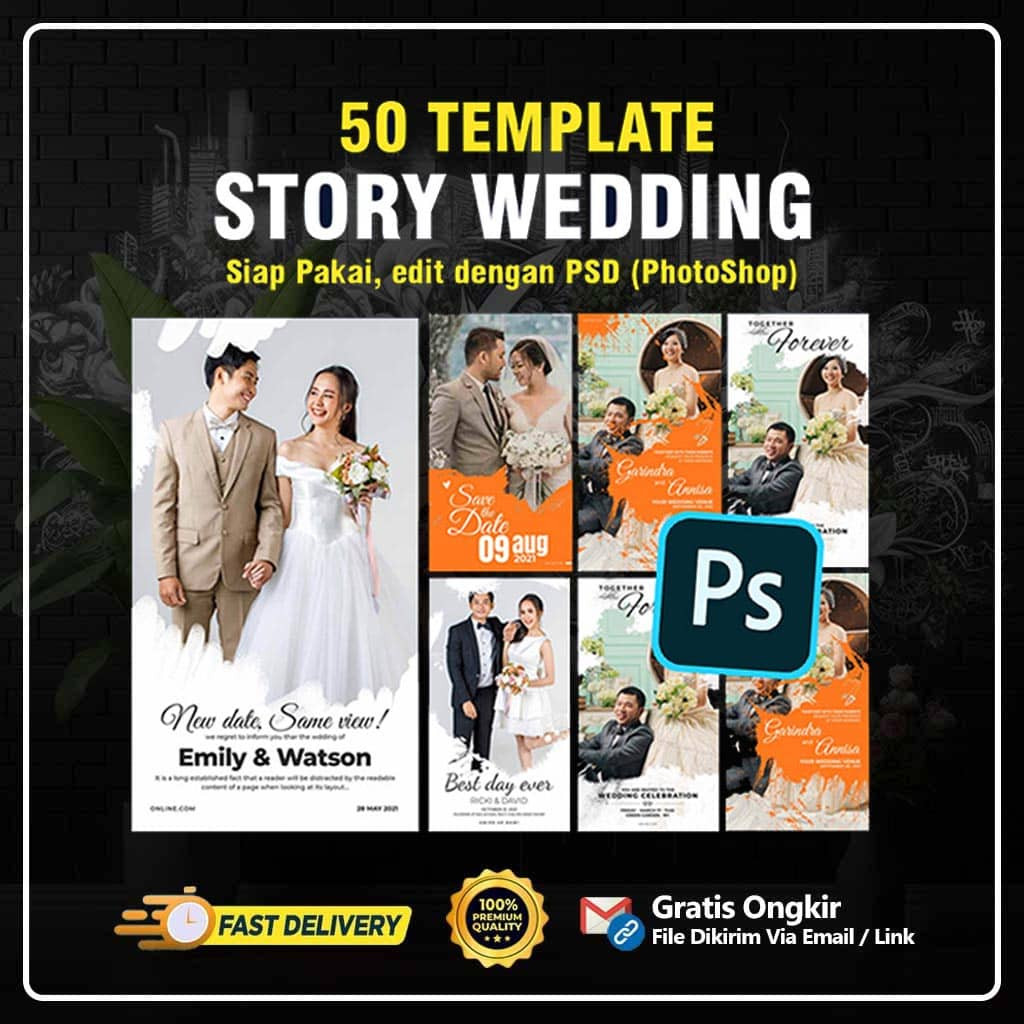 50 Template Story Wedding Pernikahan PSD Photoshop Siap Edit