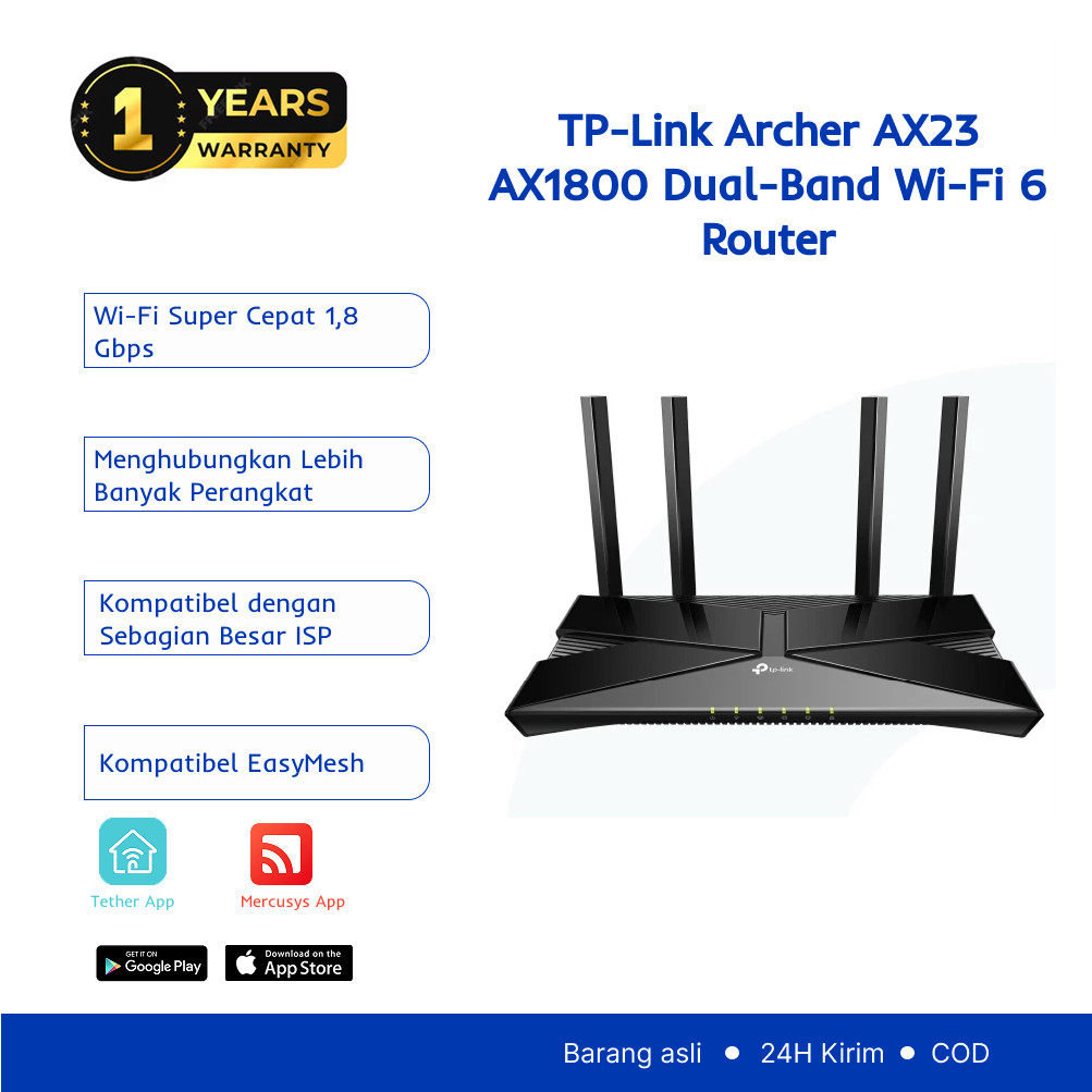 TP-Link Archer AX23 | AX1800 Wi-Fi 6 Router | Dual-Band | Gigabit | Mesh | Access Point | AX10 AX12