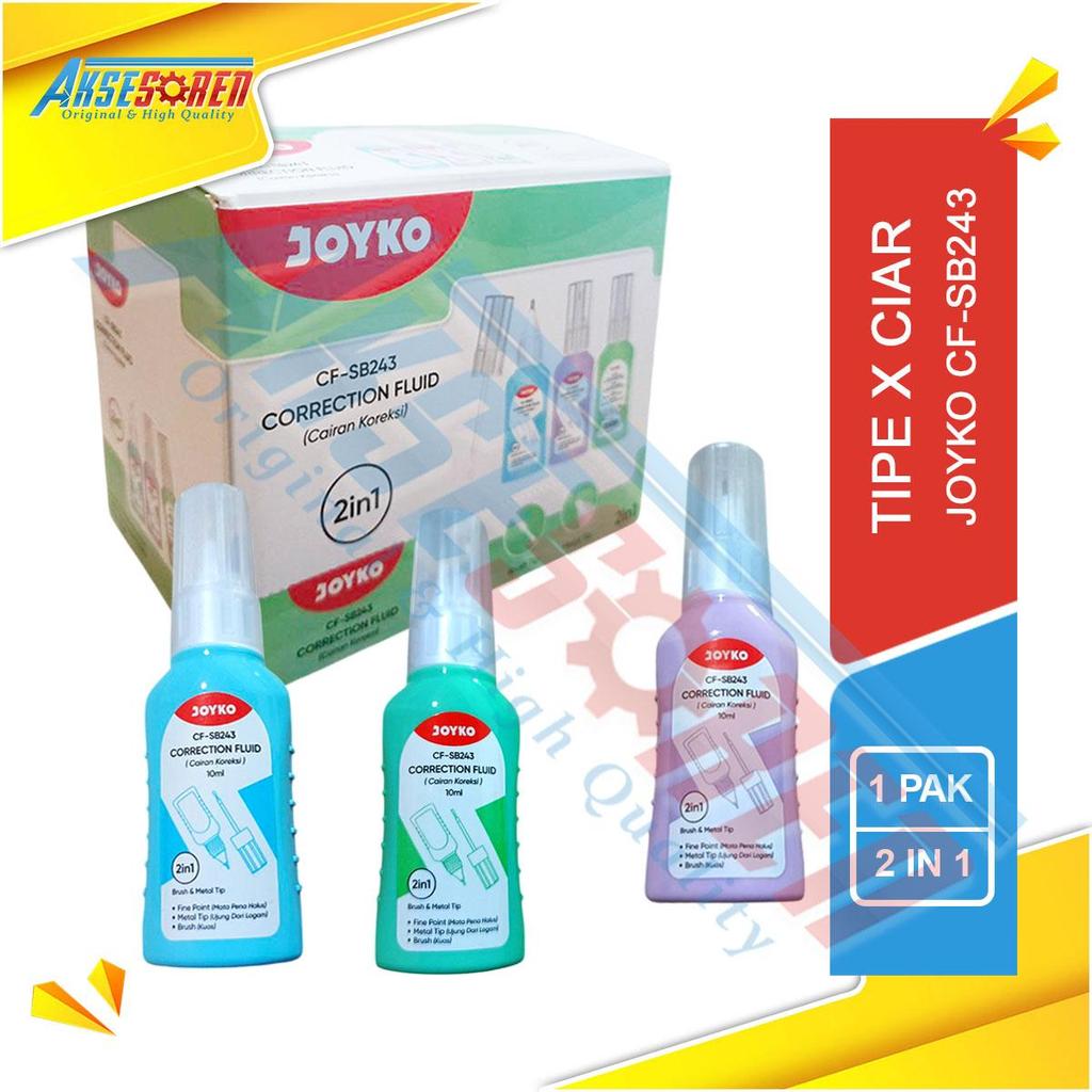 Aksesoren Tipe x Cair Joyko CF-SB243 [1 Pack/12 Pcs] / Tip X Joyko Correction Fluid 2 In 1 / Tip Ex 