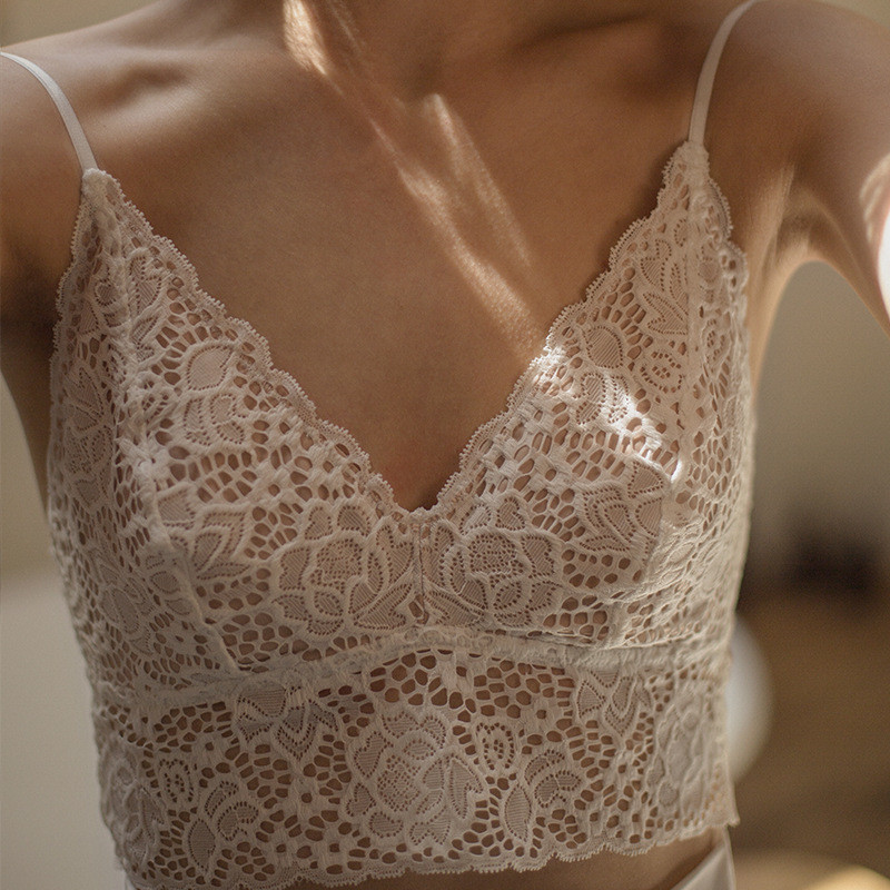 [Miss Lace]Bra cantik tanpa tali, kawat, dan punggung dengan cup segitiga berenda