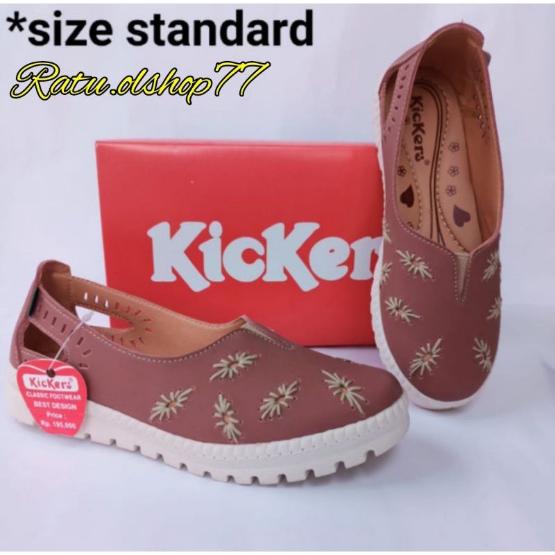 SEPATU WANITA KICKERS SLIP ON JUMBO BIG SIZE MURAH ROSI 18