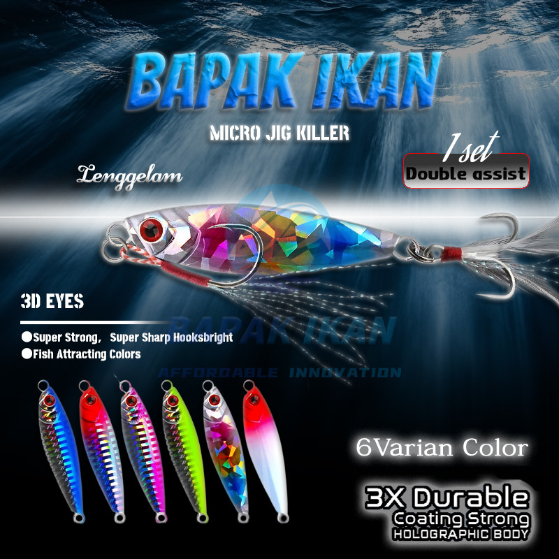 Micro Jig Killer - Bapak ikan Metal Jig + Assist hook + Treble hook 7gr- 10gr - 15gr - 20gr - 30gr C