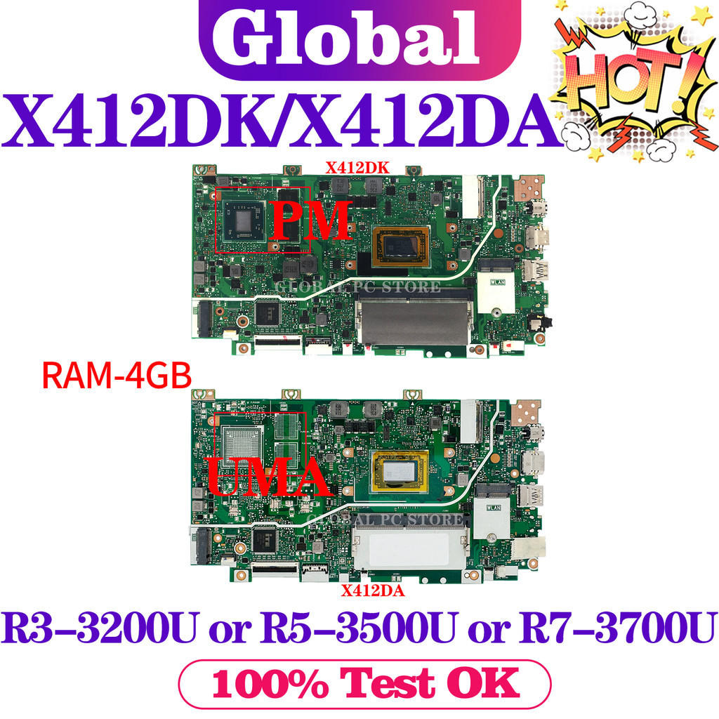 Mainboard For ASUS X412DK R412DA V4000DA F412DA A412DA A412DA F412DK X412DA Laptop Motherboard R3 R5