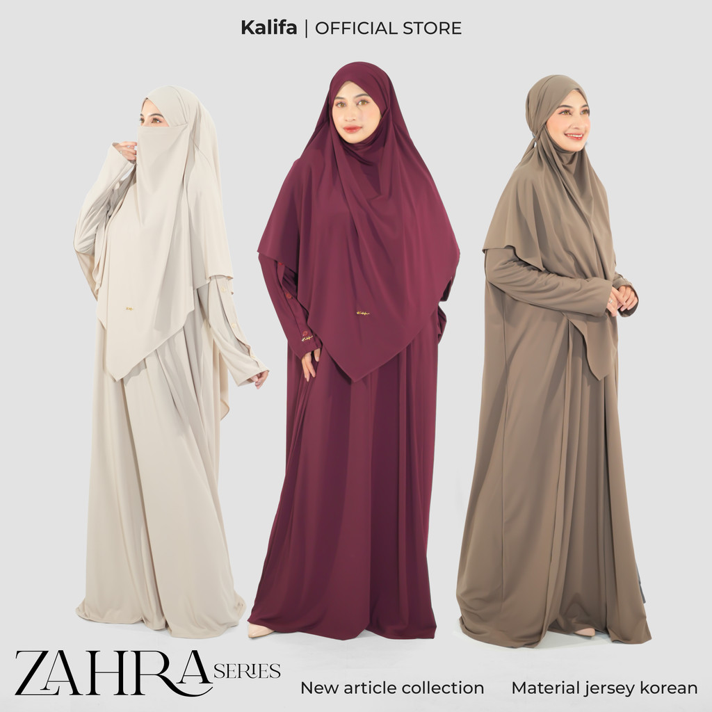 Kalifa – Zahra Series Abaya Set Khimar Jersey Korea Gamis Umroh & Haji SET0012