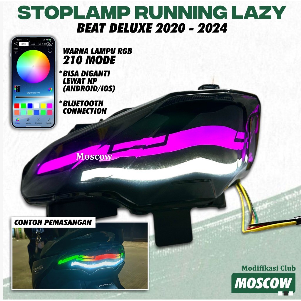 Lampu Stop Beat Lazy Import Model RGB Control HP Stoplamp Running Beat Deluxe New 2020-2024 STOPLAMP