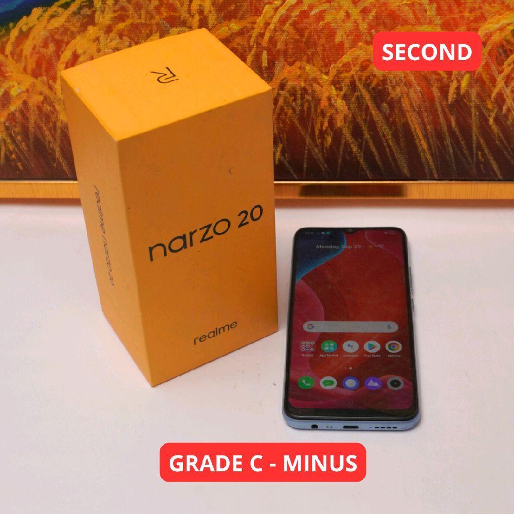 REALME NARZO 20 4/64 GB GRADE C - MINUS HP SECOND ORIGINAL SINAR MUTIARA CELL (42334)