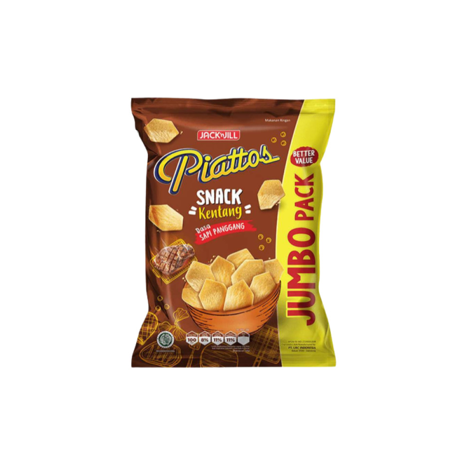 Piattos Keripik Kentang Sapi Panggang Jumbo Pack 120 gr