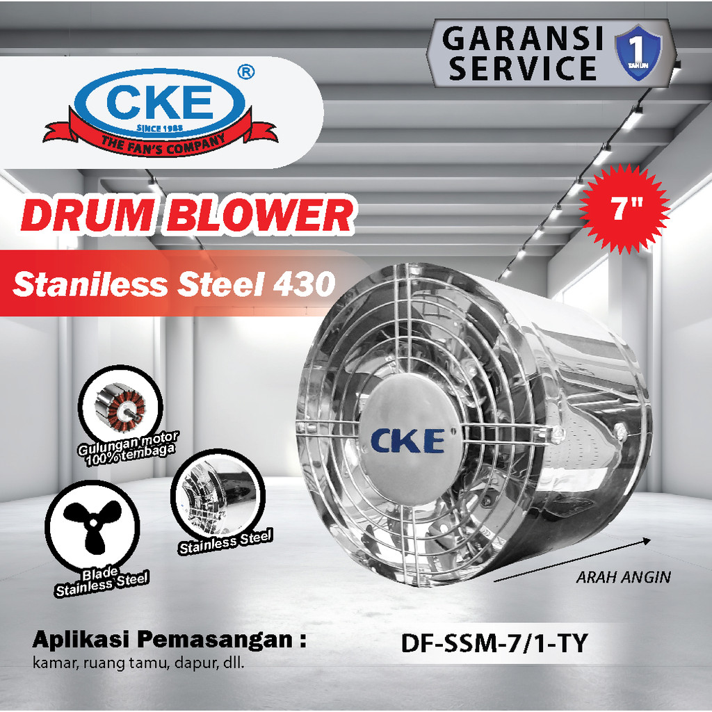 CKE Mini Inline Duct Fan 7 Inch Metal Stainless Booster Exhaust Fan Kipas Hisap Udara Ventilasi 220V