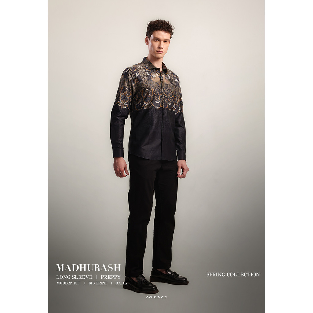 MOC Kemeja Batik Lengan Panjang Pria Madhurash - Black