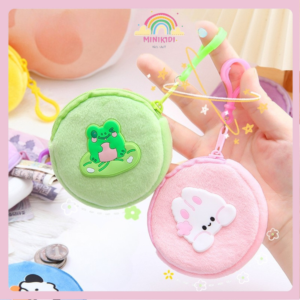MINIKIDI (GDK02) DOMPET KOIN SANRIO GANTUNGAN KUNCI DOMPET TAS MINI BULU DOMPET KARAKTER LUCU TERMUR
