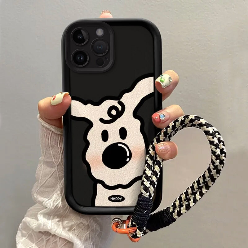 For case Samsung J7 J6 J4 J2 Pro Prime Plus 2018 terbaru 2025 Anjing rambut putih gulung Lanyard Ant