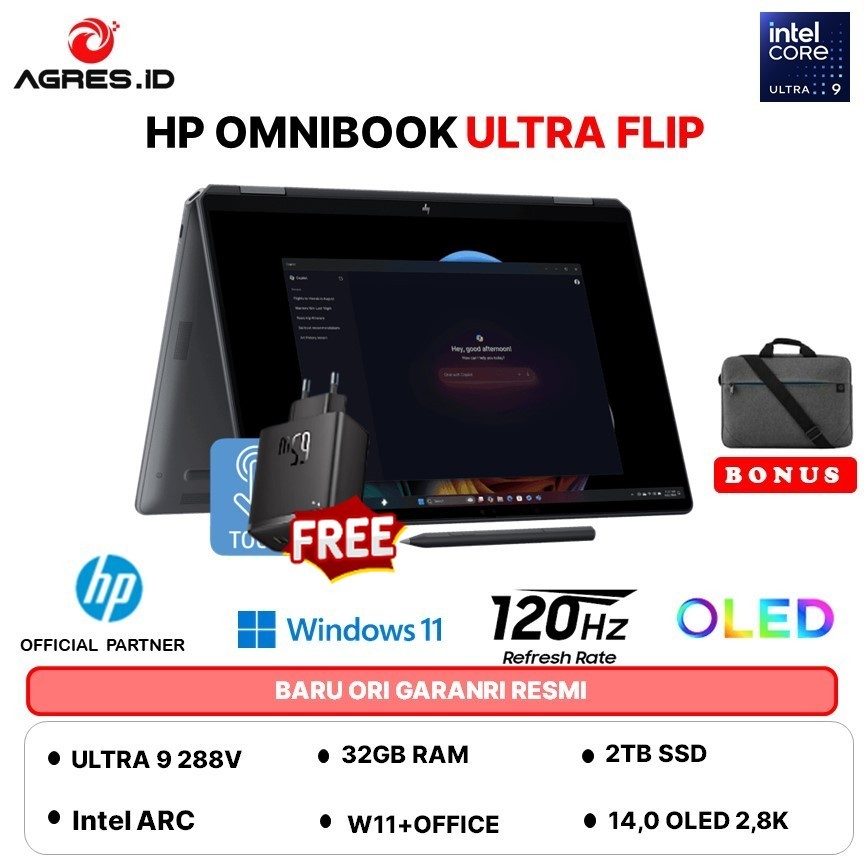 HP OMNIBOOK ULTRA FLIP 14 OLED ULTRA 9 288V - RAM 32GB 2TB W11+OHS 14.0 2.8K VRR 120HZ-FH0334TU