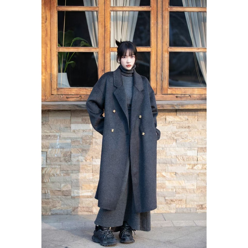 Mantel Wol Kasmir Wol Dua Sisi Baru untuk Wanita