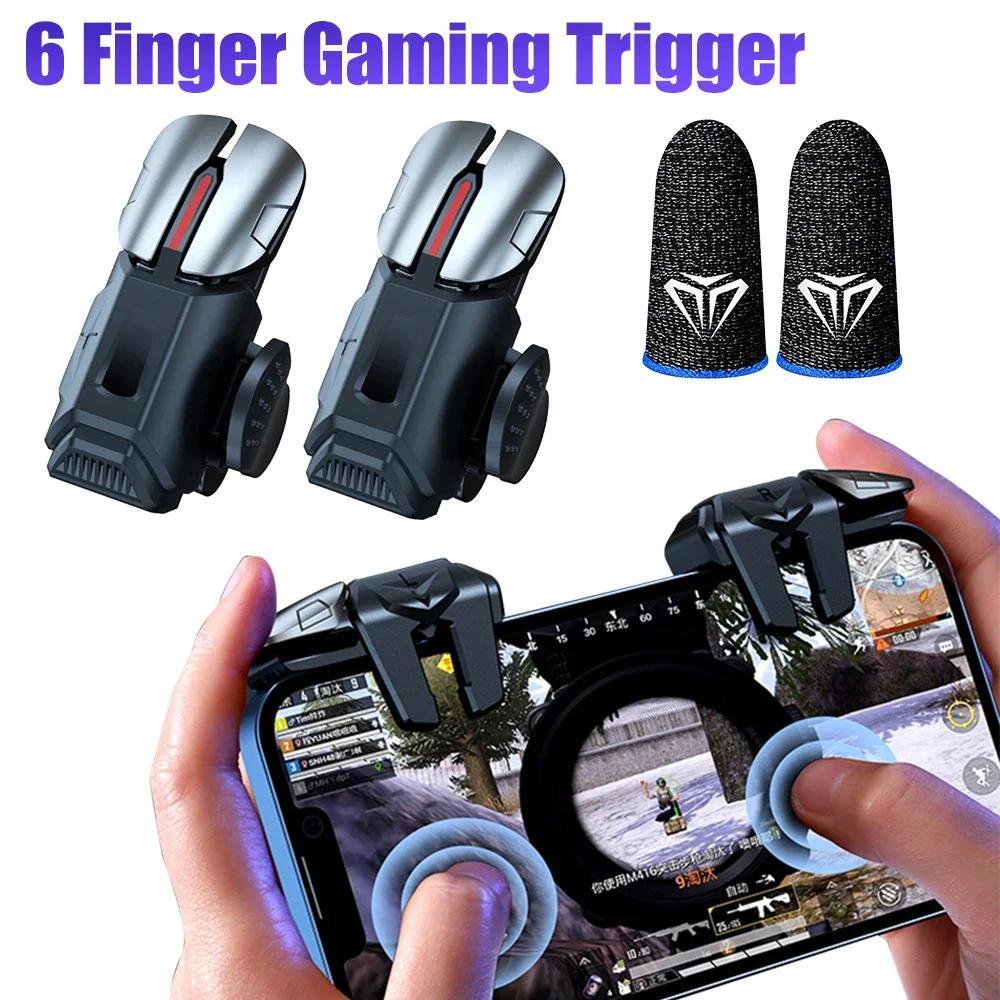 G21 1 Pair 6 Finger Game Controller for PUBG Game Mobile Gamepad Trigger Joystick Shooter Fire Butto