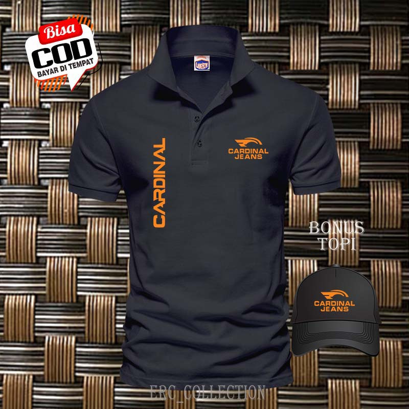 promo terkini Kaos Polo Distro Lengan pendek >> Polo Shirt Distro Cardinal Jean's Kiri Kanan Hitam >