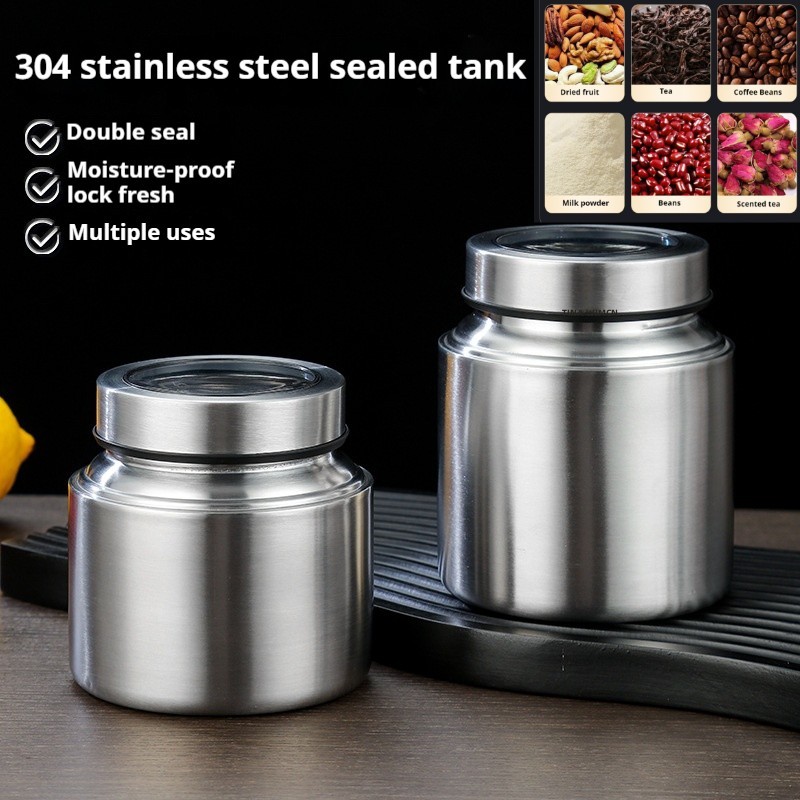 304 Stainless Steel Sealed Coffee Containers Storage Tank,Sealed Tank for Gra and Nuts,Household Kit