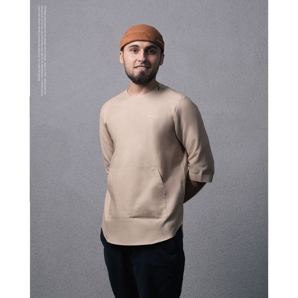 SAMASE KEMEJA KOKO KEMKO 3/4 JAZAN U165P OXFORD  POCKET KANGGORO