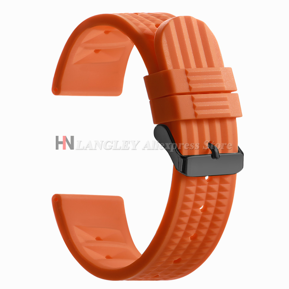 Watves 20mm 22mm Soft Rubber Waffle Strap Bracelet Universal Men ver Silicone Waterproof Sport for S