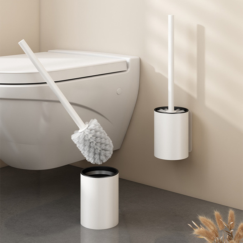 Wall Hanging Space Aluminum Toilet Brush Cleaner Bathroom WC Cleaning Tool Vertical Stand Long Handl