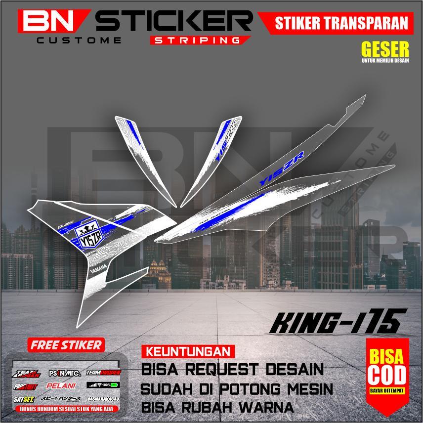 Striping Stiker Transparan UV mx king 150 Bahan Maxdecal Model Minimalis Warna Biru| Hitam| Putih KI
