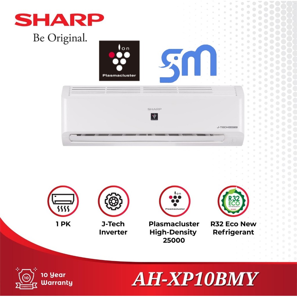 AC Sharp 1 pk AH-XP10BMY Plasmacluster J-Tech Inverter Series 10BMY AHXP10BMY