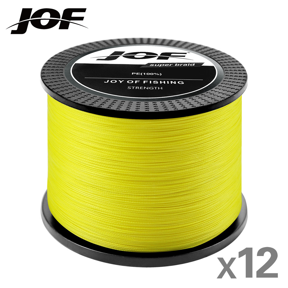 JOF Braided Line 12X 100/300/500/1000m All for Fishing Line MaxDrag 150LB Multifilament PE Line for 
