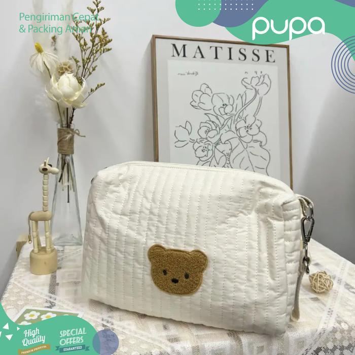 Cotton Baby Stroller Pouch Bag Premium Tas Gantung Stroller Bayi PUPA Cabin - BERUANG BESAR