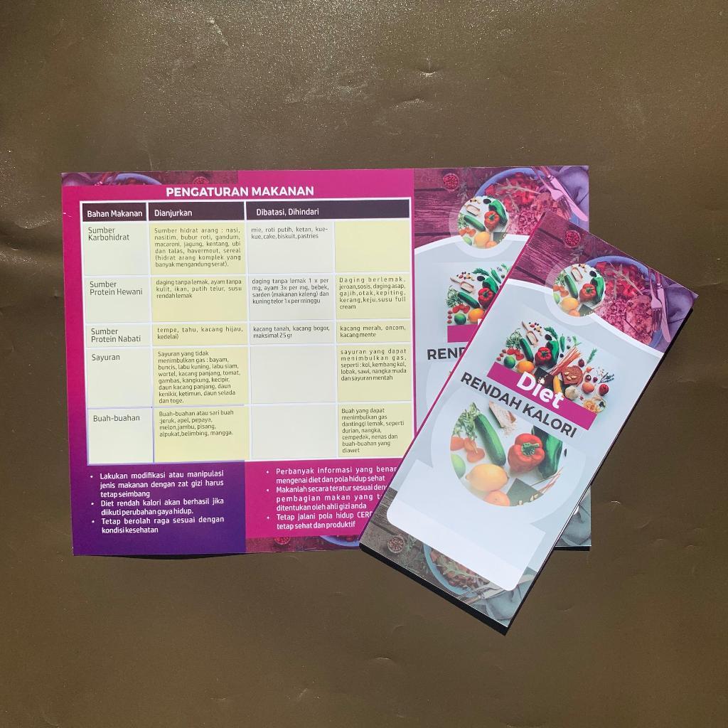 Brosur Kesehatan, Leaflet Diet Rendah Kalori, Media Edukasi Pengaturan Menu Makanan Diet