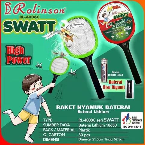 RAKET NYAMUK CHARGE CHAS ULANG RL-4008C LED LIGHT BATERAI BISA DIGANTI 18650 - USB CAS ULANG PEMBASM