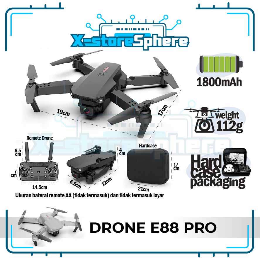 Drone E88pro 4K Ultra HD Foldable Drone Lipat Single Camera
