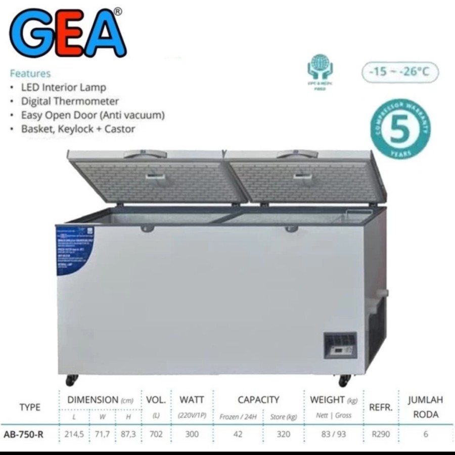 GEA AB-750R Chest Freezer GEA AB750 Freezer 750Liter