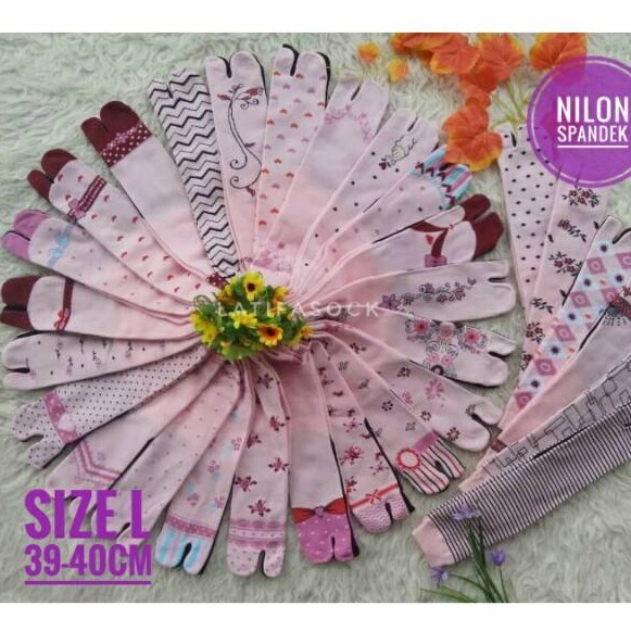 Kaos Kaki Muslimah Motif Warna Pink Bahan Nilon
