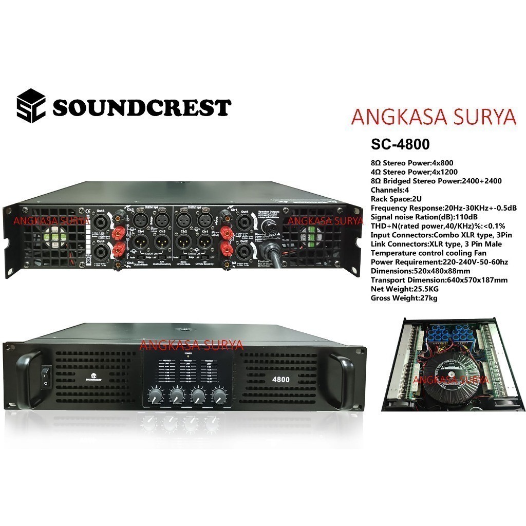 DISKON Power SOUNDCREST SC4800 ORIGINAL /Amplifier Ampli Soundcrest SC 4800 Class H 4 Channel