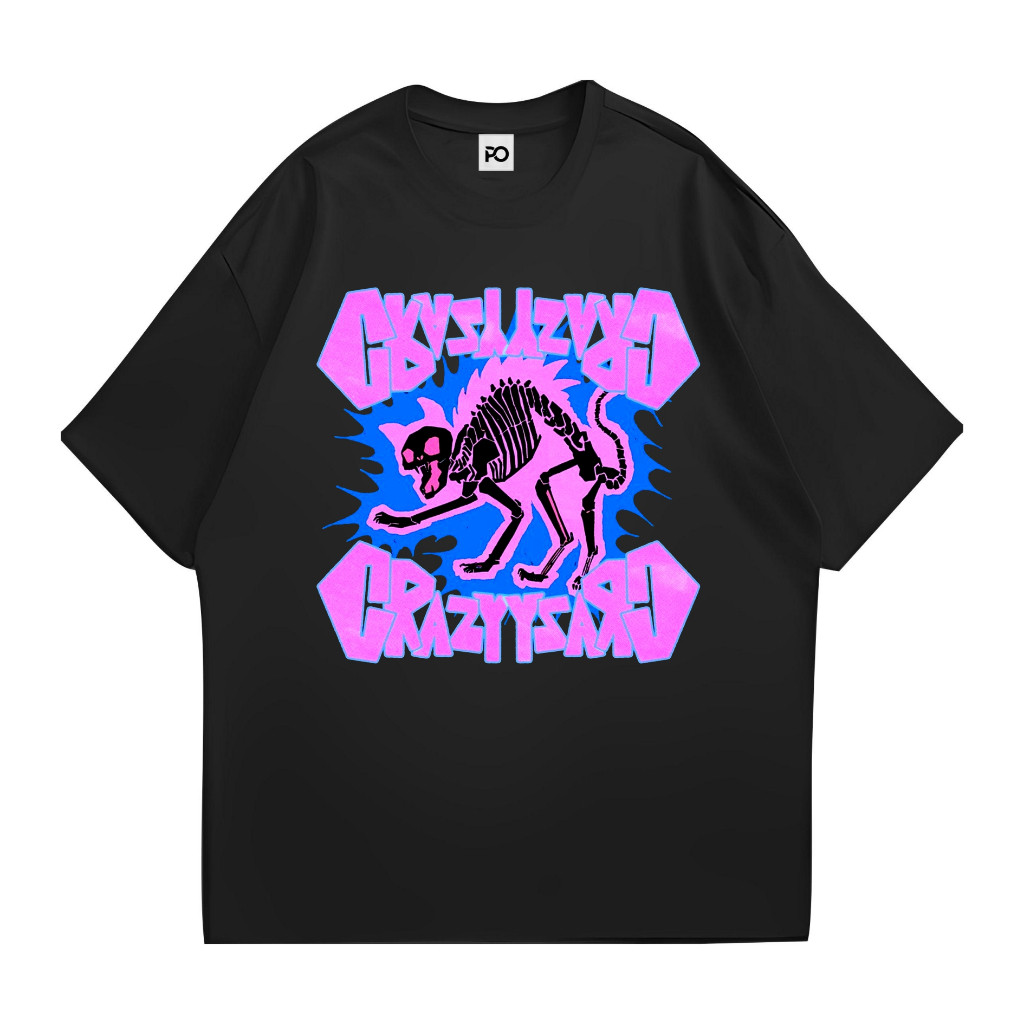 HOT T-shirt Crazy crazy Kaos Vintage lengan pendek Hitam Unisex