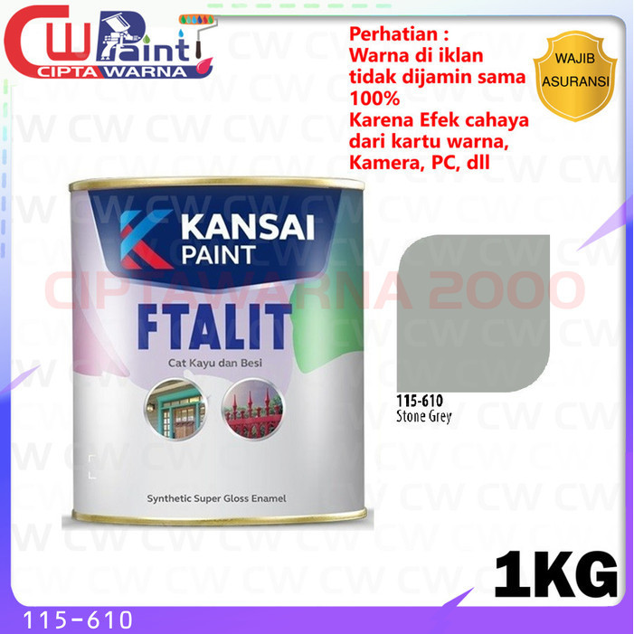 FTALIT Cat Minyak Pelapis Besi Kayu Kansai 115 - 610 Stone Grey Abu-Abu 1 Kg - B5 CWS