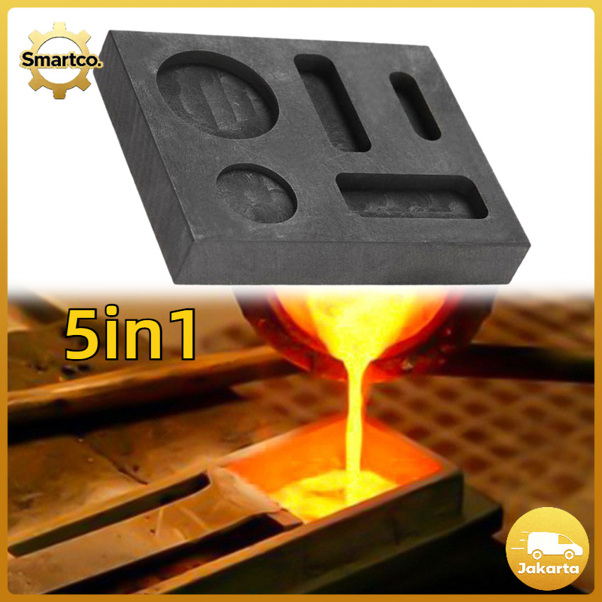 Graphite Ingot Mould 5 In 1 Cetakan Ingot Grafit High Density Emas Silver Aluminium Kaca Bulat Koin