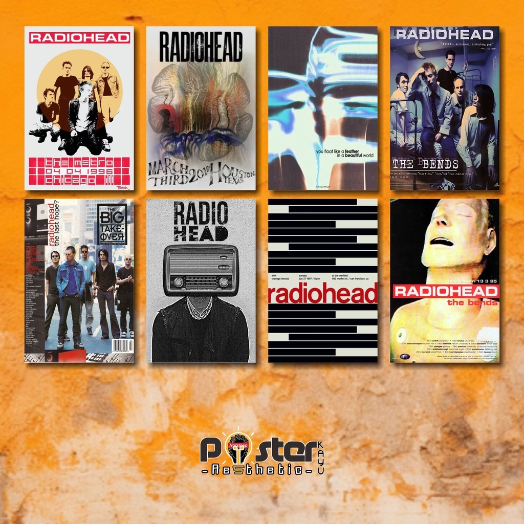 Poster kayu aesthetic vintage band radiohead music R-Radio Head Hiasan Dinding kamar cowok pajangan