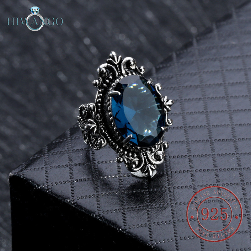 HIWANGO Cincin Topaz Biru Laut Baru Perak 925 Zirconia AAAAA