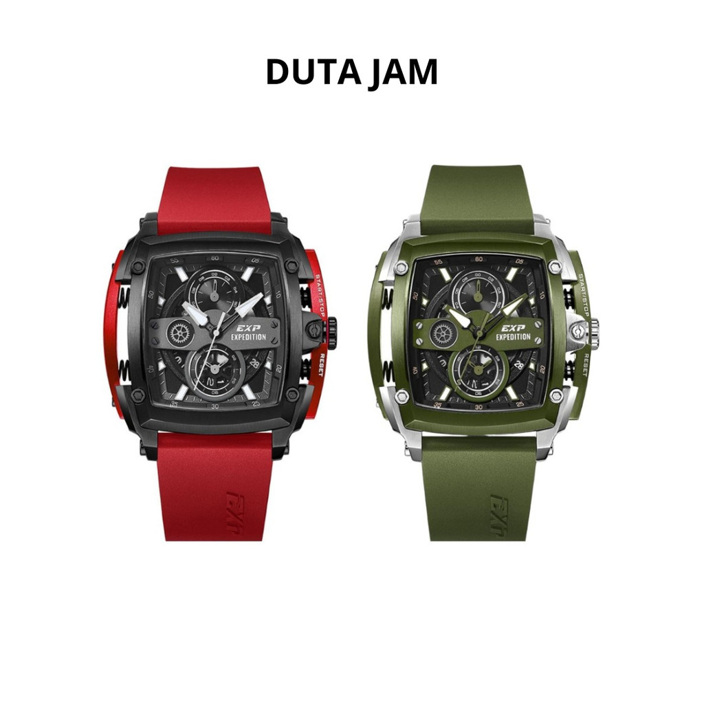 JAM TANGAN PRIA EXPEDITION E3008 E 3008 GCR CHRONOGRAPH RUBBER STRAP