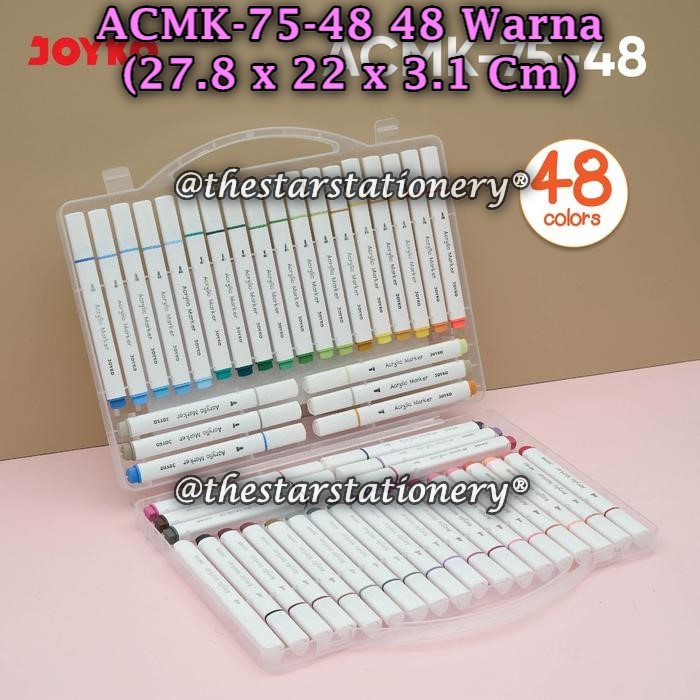 (1 Set) GROSIR Spidol Akrilik JOYKO ACMK-75-48 48Warna / JOYKO Acrylic Marker ACMK-75 (1 Set)