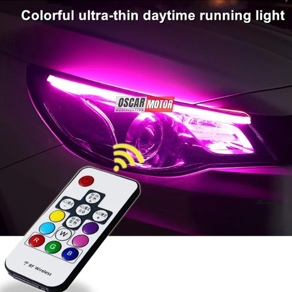 Lampu Alis LED DRL 30cm 60cm 12 Volt harga 1set Slim RGB Remot Sen Runing